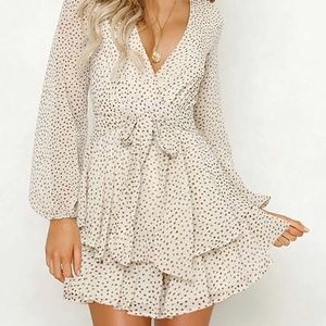 Black and beige polka dot dress Size large